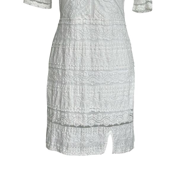 Bella Ella White V Neck Lace Dress Small Bridal Shower Cottagecore Twee Coquette - Picture 7 of 11